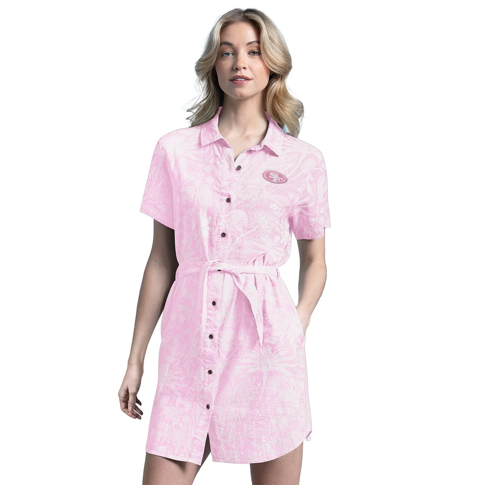 Women's Margaritaville  Pink San Francisco 49ers Palm Linen Dress