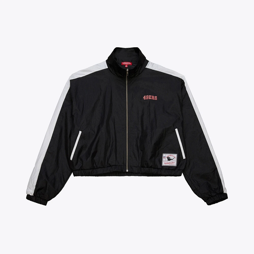 Veste courte entièrement zippée en nylon noire pour femme Mitchell & Ness San Francisco 49ers