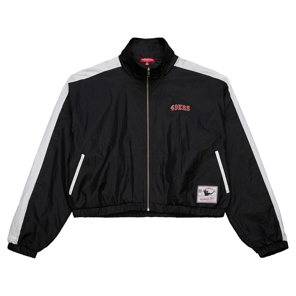Veste courte entièrement zippée en nylon noire pour femme Mitchell & Ness San Francisco 49ers