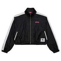 Veste courte entièrement zippée en nylon noire pour femme Mitchell & Ness San Francisco 49ers