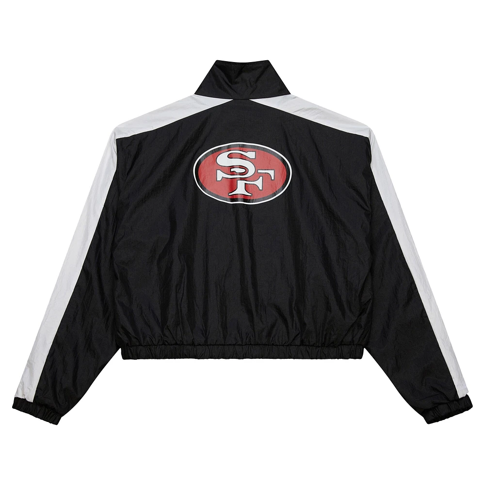 Veste courte entièrement zippée en nylon noire pour femme Mitchell & Ness San Francisco 49ers