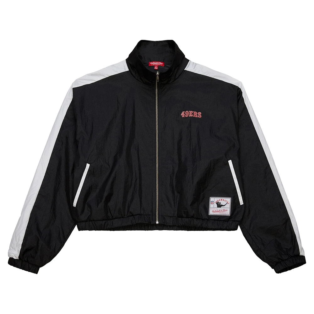 Veste courte entièrement zippée en nylon noire pour femme Mitchell & Ness San Francisco 49ers