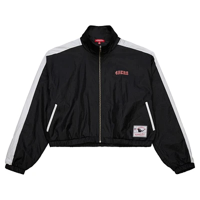 Veste courte entièrement zippée en nylon noire pour femme Mitchell & Ness San Francisco 49ers