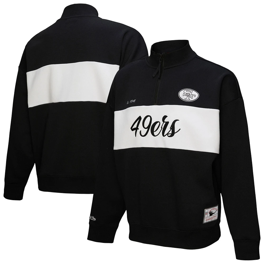 Women's Mitchell & Ness Black San Francisco 49ers Quarter-Zip Jacket