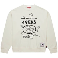 Women's Mitchell & Ness  Cream San Francisco 49ers Throwback Logo 3.0 Pullover Sweatshirt