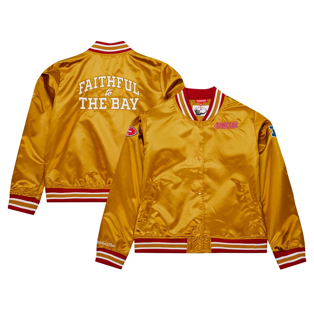 Veste en satin à boutons-pression complète Faithful to The Bay des 49ers de San Francisco pour femme Mitchell & Ness Gold