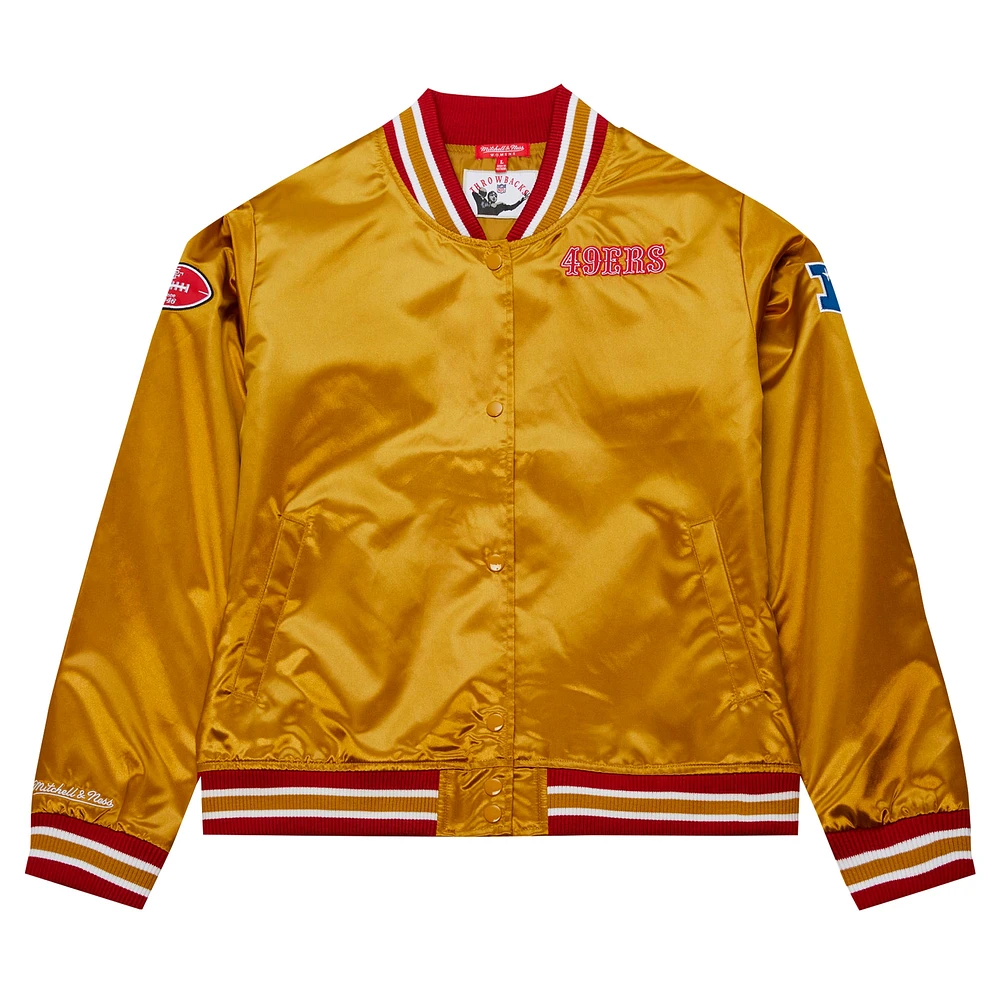 Veste en satin à boutons-pression complète Faithful to The Bay des 49ers de San Francisco pour femme Mitchell & Ness Gold