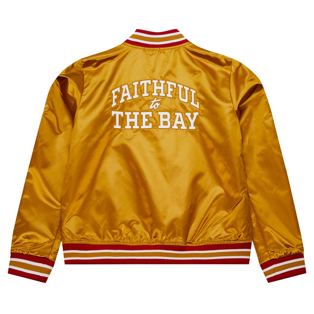 Women's Mitchell & Ness Gold San Francisco 49ers Faithful to The Bay Satin Full-Snap Jacket