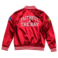 Women's Mitchell & Ness Scarlet San Francisco 49ers Faithful to The Bay Satin Full-Snap Jacket