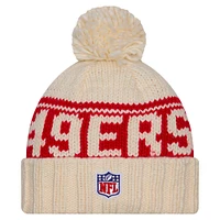 Women's New Era Cream San Francisco 49ers 2024 Sideline Cuffed Knit Hat with Pom