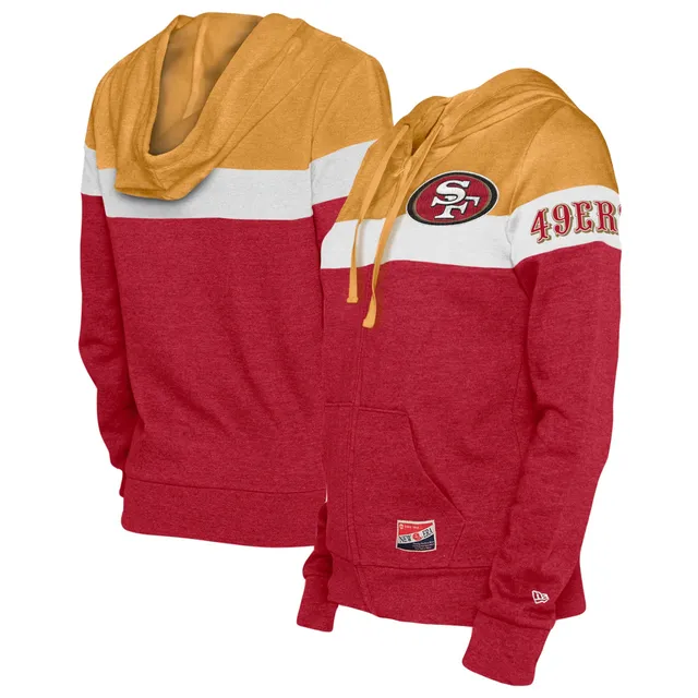 Men's New Era Gold/Scarlet San Francisco 49ers Active Block Hoodie Long  Sleeve T-Shirt