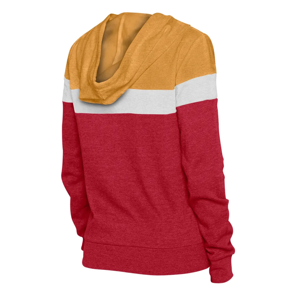 San Francisco 49ers New Era Women's Throwback Colorblock Full-Zip Hoodie -  Scarlet/Gold