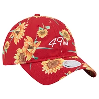 Women's New Era Scarlet San Francisco 49ers Adventure Sunflower 9TWENTY Adjustable Hat