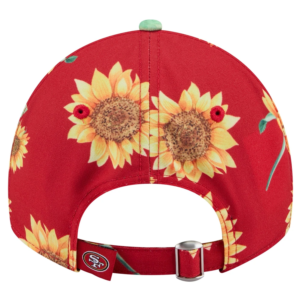 Women's New Era Scarlet San Francisco 49ers Adventure Sunflower 9TWENTY Adjustable Hat
