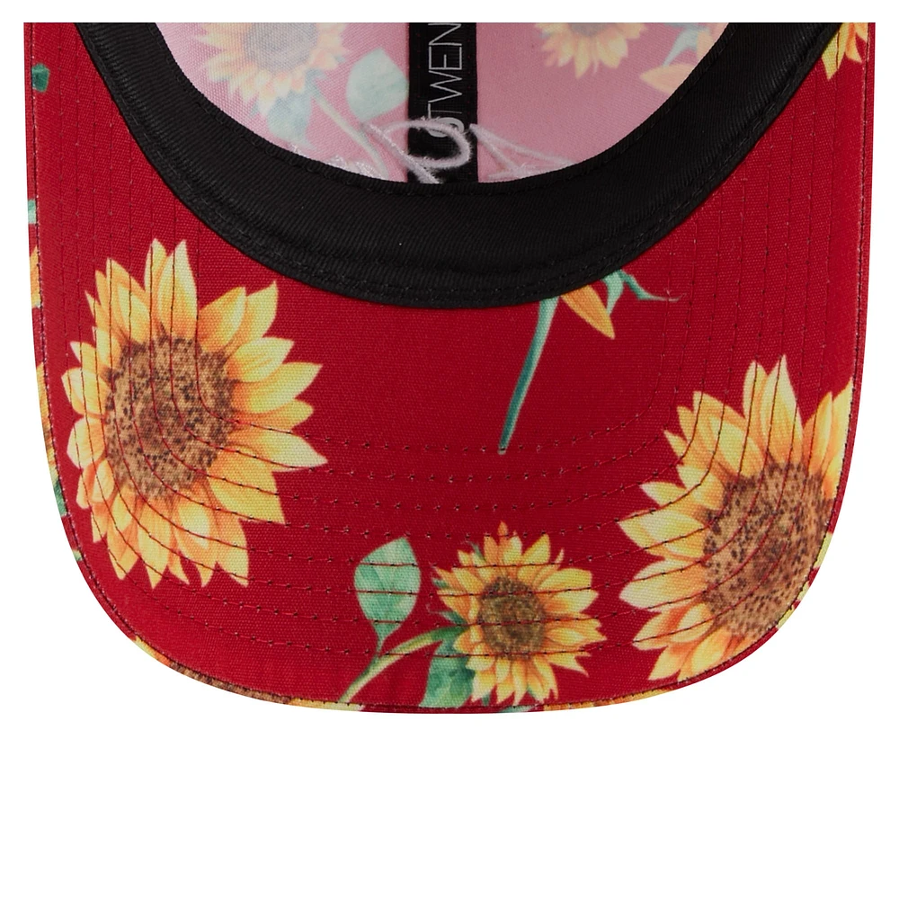 Women's New Era Scarlet San Francisco 49ers Adventure Sunflower 9TWENTY Adjustable Hat