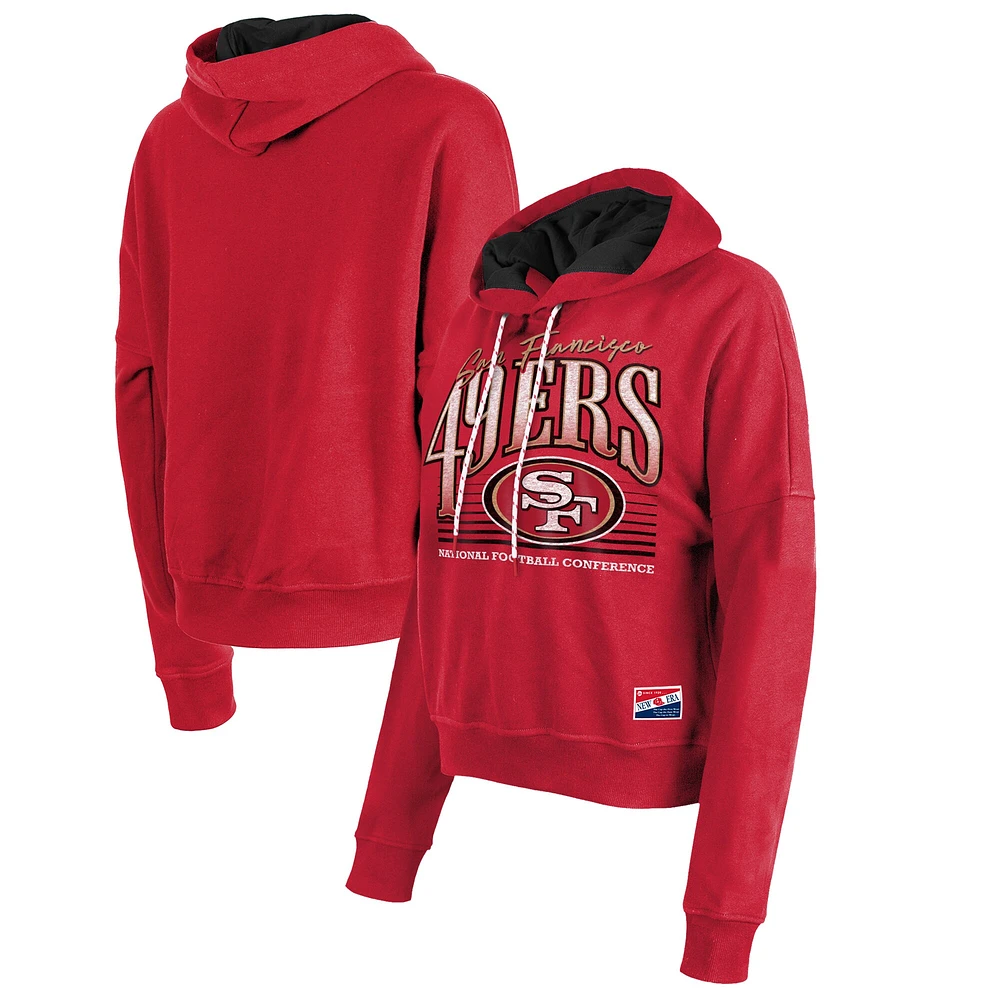 Sweat à capuche enfiler New Era Scarlet San Francisco 49ers Boxy pour femme