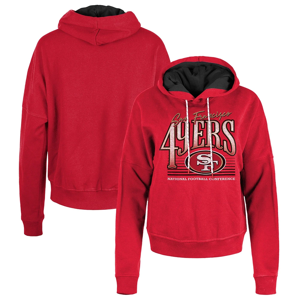 Women's New Era Scarlet San Francisco 49ers Boxy Pullover Hoodie