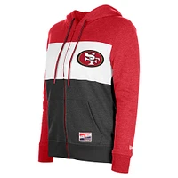 Women's New Era Scarlet San Francisco 49ers Color-Block Full-Zip Hoodie