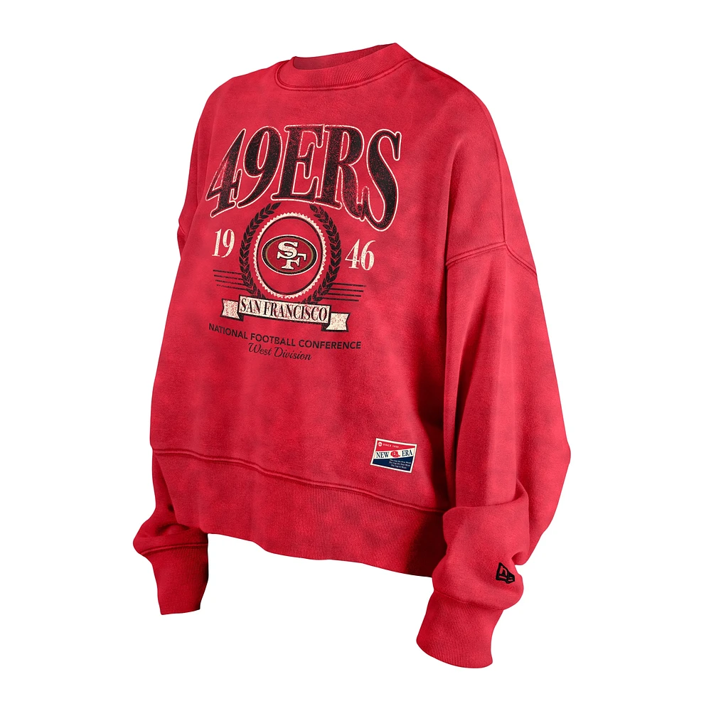 Women's New Era Scarlet San Francisco 49ers Throwback Boxy Sweatshirt