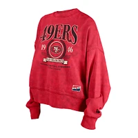 Women's New Era Scarlet San Francisco 49ers Throwback Boxy Sweatshirt