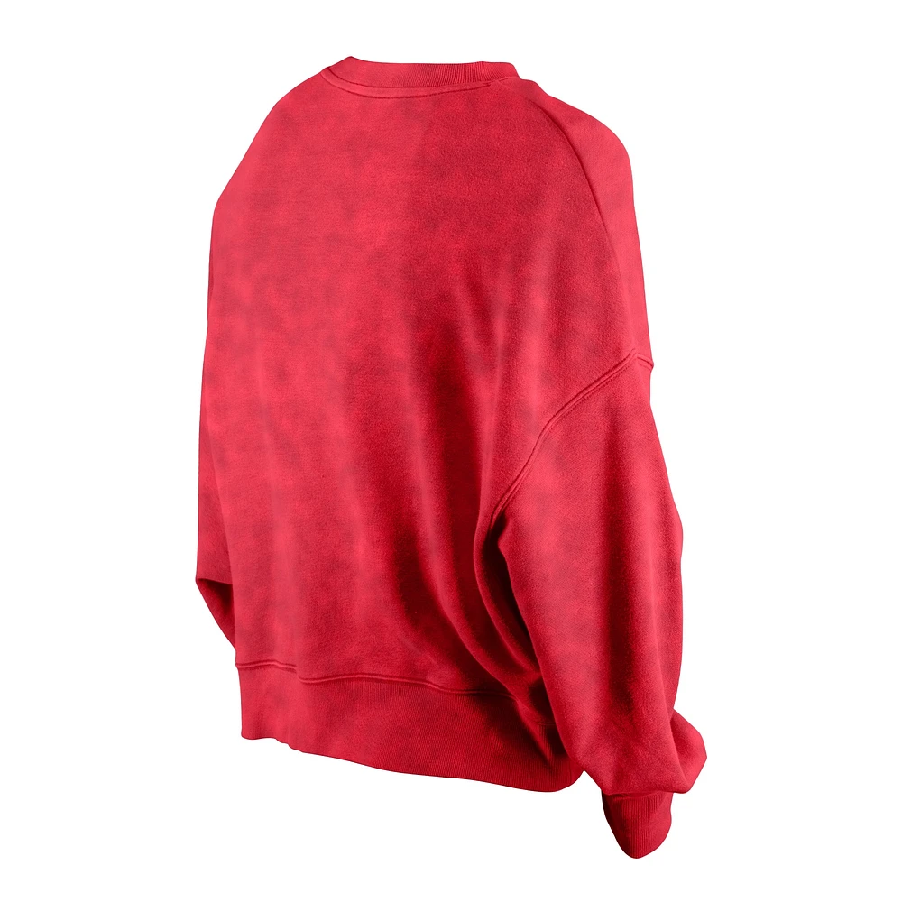 Women's New Era Scarlet San Francisco 49ers Throwback Boxy Sweatshirt