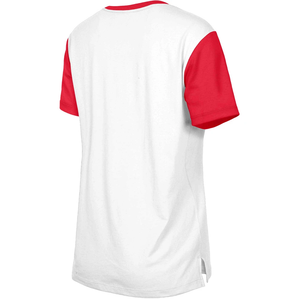 Women's New Era  White/Scarlet San Francisco 49ers Third Down Colorblock T-Shirt