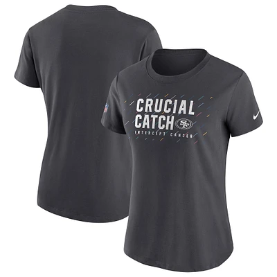 T-shirt Nike Anthracite San Francisco 49ers NFL Crucial Catch Performance pour femme