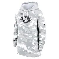 Women's Nike Arctic Camo San Francisco 49ers 2024 Salute To Service Club Fleece Oversized Pullover Hoodie