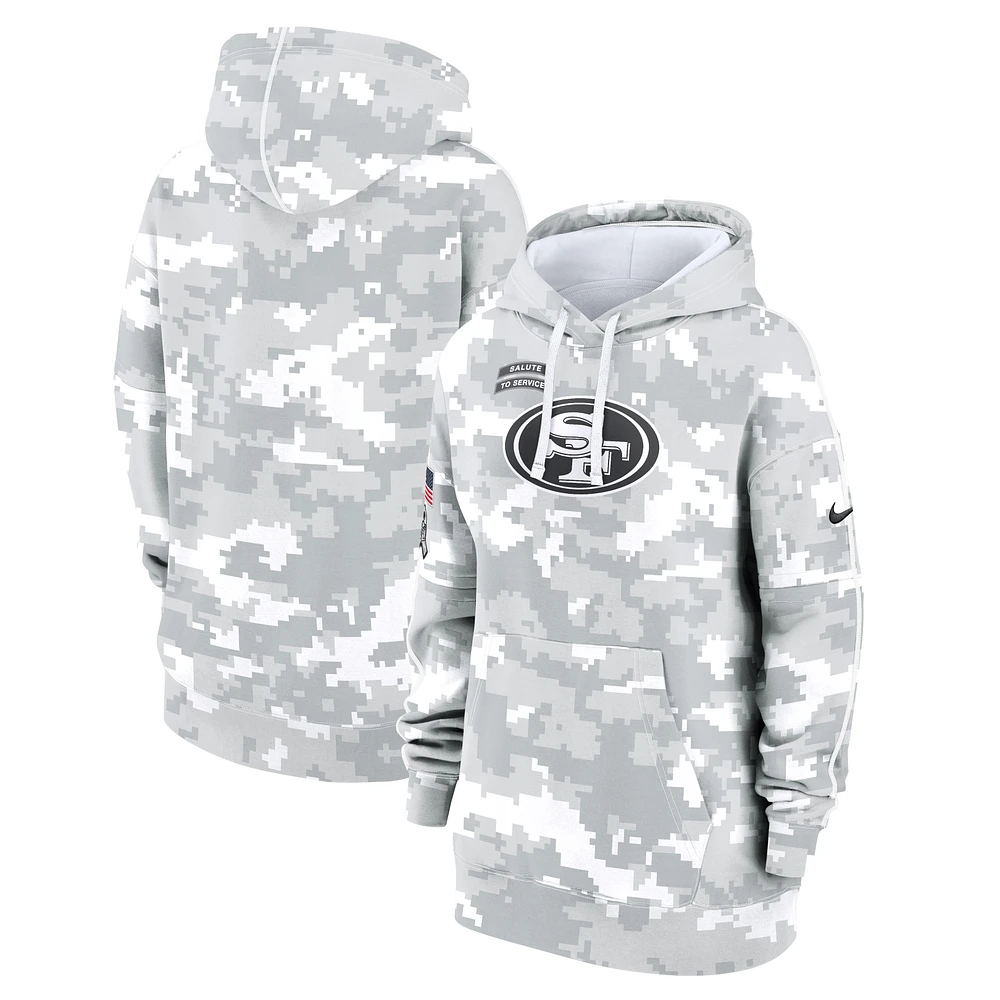 Women's Nike Arctic Camo San Francisco 49ers 2024 Salute To Service Club Fleece Oversized Pullover Hoodie