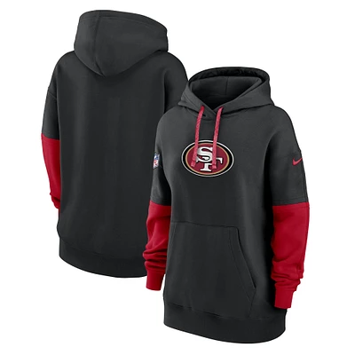 Women's Nike Black San Francisco 49ers 2024 Sideline Essential Fleece Pullover Hoodie