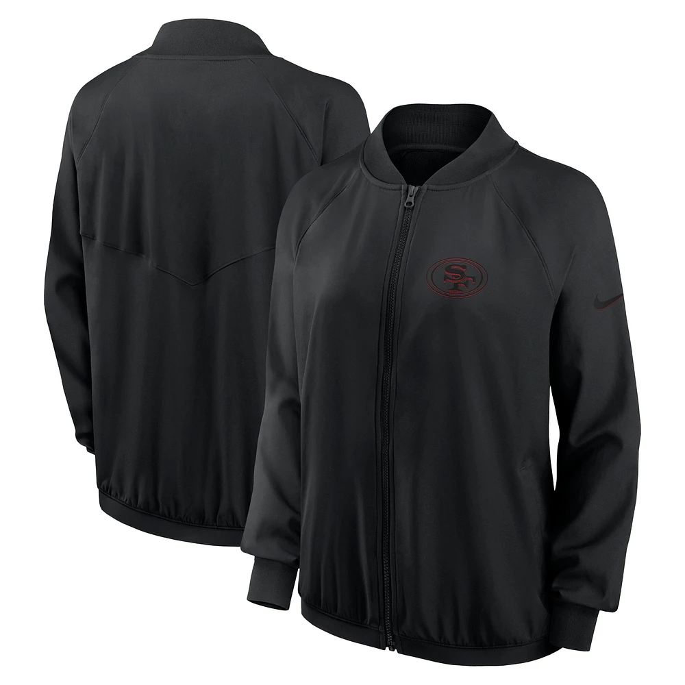 Veste zippée entièrement Nike noire San Francisco 49ers Raglan pour femme