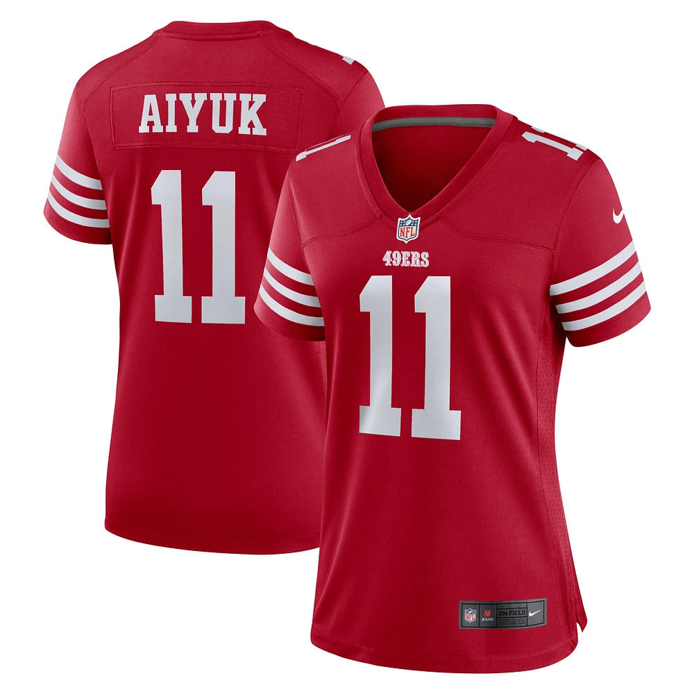 Maillot Nike Brandon Aiyuk Scarlet pour femme des San Francisco 49ers Game Player