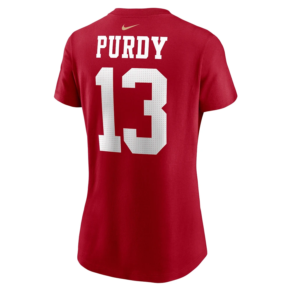 T-shirt Nike pour femme avec nom et numéro de joueur Brock Purdy Scarlet des San Francisco 49ers