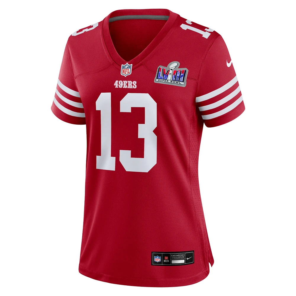 Maillot de match Nike Brock Purdy Scarlet San Francisco 49ers Super Bowl LVIII pour femme
