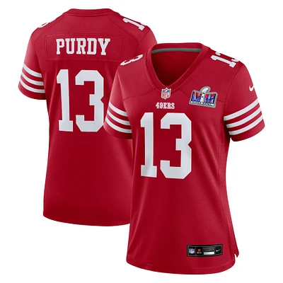 Maillot de match Nike Brock Purdy Scarlet San Francisco 49ers Super Bowl LVIII pour femme