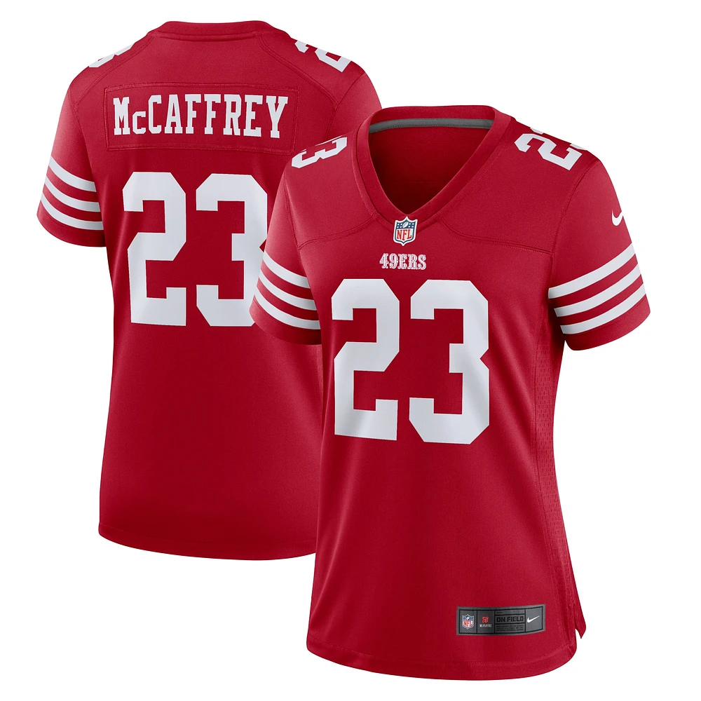 Maillot de joueur Nike Christian McCaffrey Scarlet San Francisco 49ers pour femme