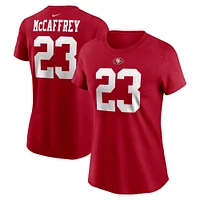 Women's Nike Christian McCaffrey Scarlet San Francisco 49ers Player Name & Number T-Shirt