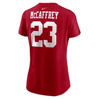 T-shirt Nike Christian McCaffrey Scarlet San Francisco 49ers avec nom et numéro de joueur pour femme