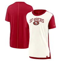 T-shirt tri-mélange Nike crème/écarlate San Francisco 49ers Wordmark pour femme