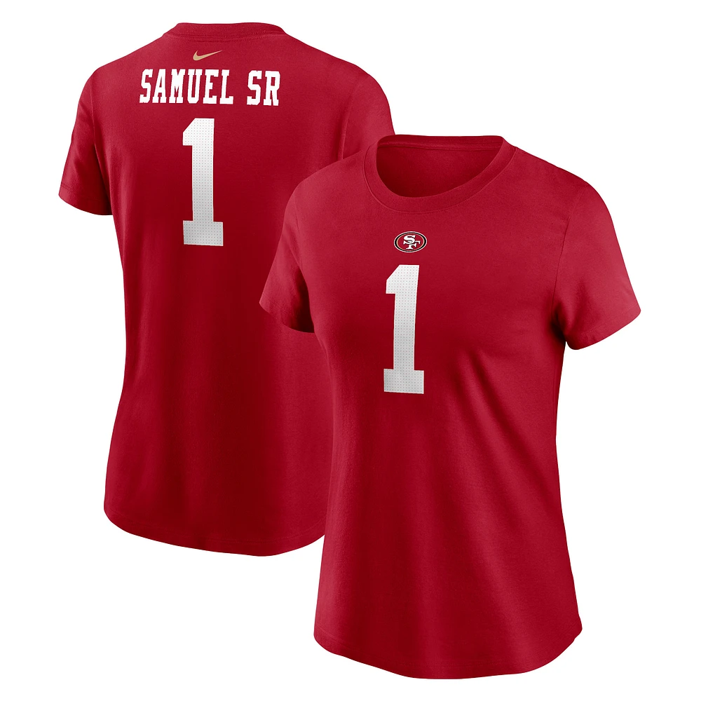 T-shirt avec nom et numéro de joueur Nike Deebo Samuel Sr Scarlet San Francisco 49ers pour femme