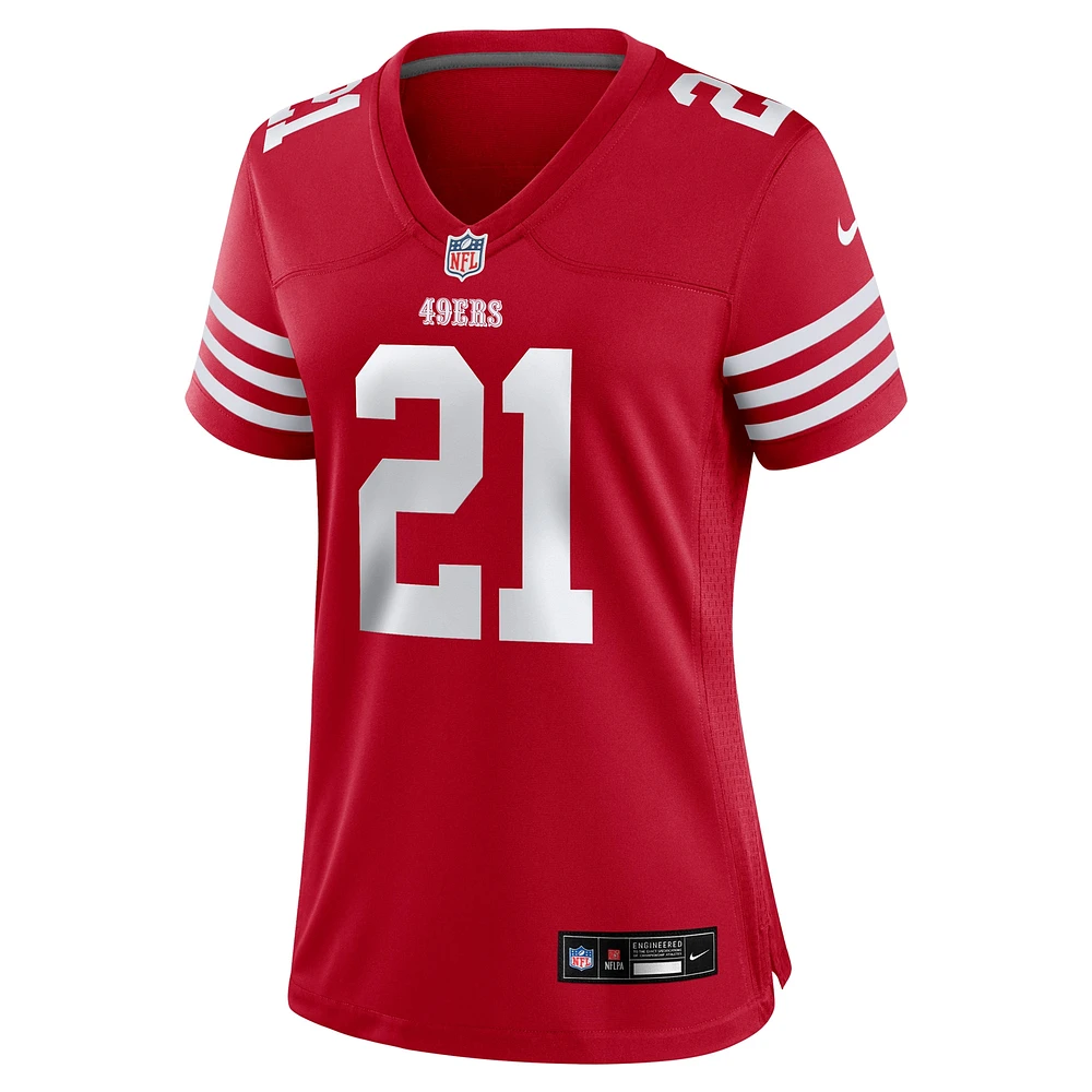 Maillot de match Nike Scarlet Deion Sanders pour femme, joueur retraité des 49ers San Francisco