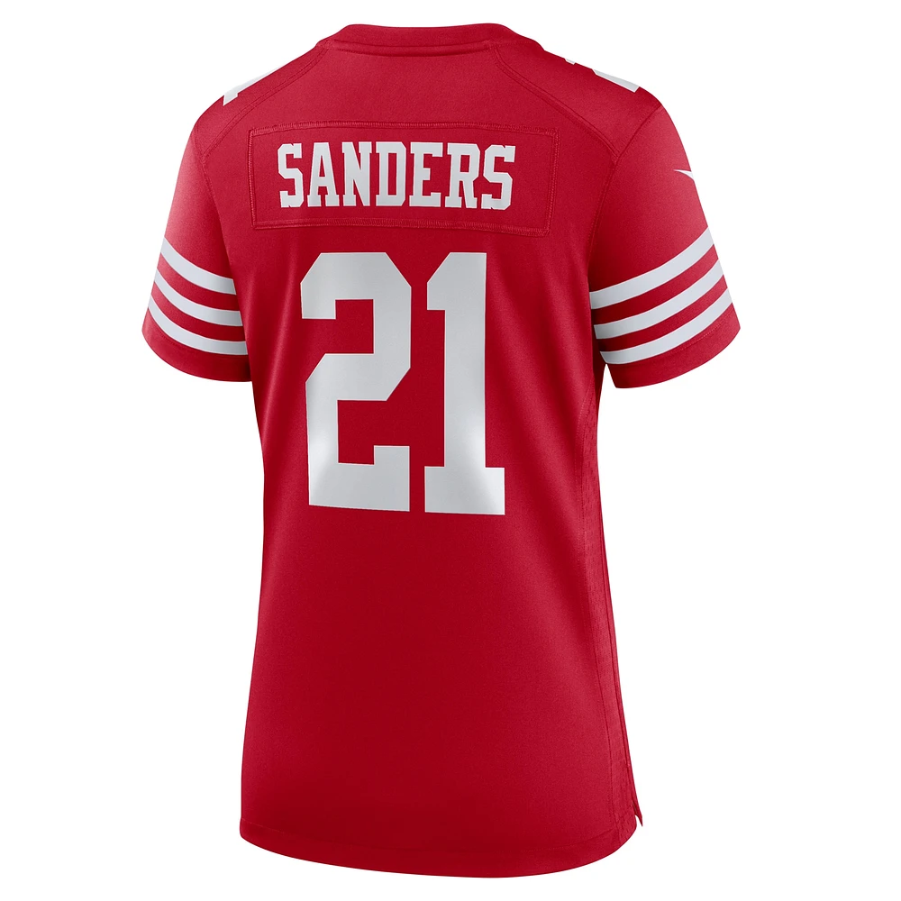 Maillot de match Nike Scarlet Deion Sanders pour femme, joueur retraité des 49ers San Francisco