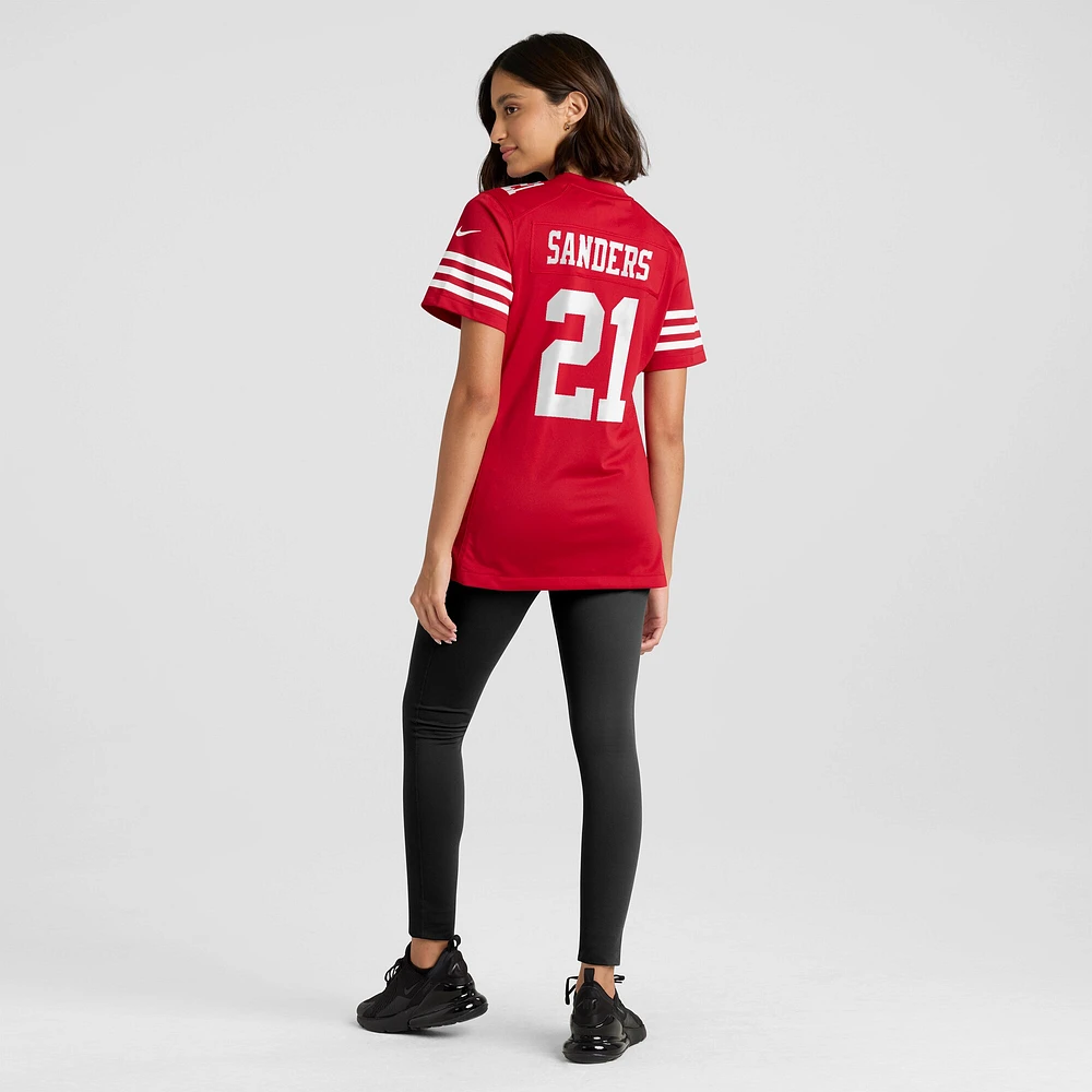 Maillot de match Nike Scarlet Deion Sanders pour femme, joueur retraité des 49ers San Francisco