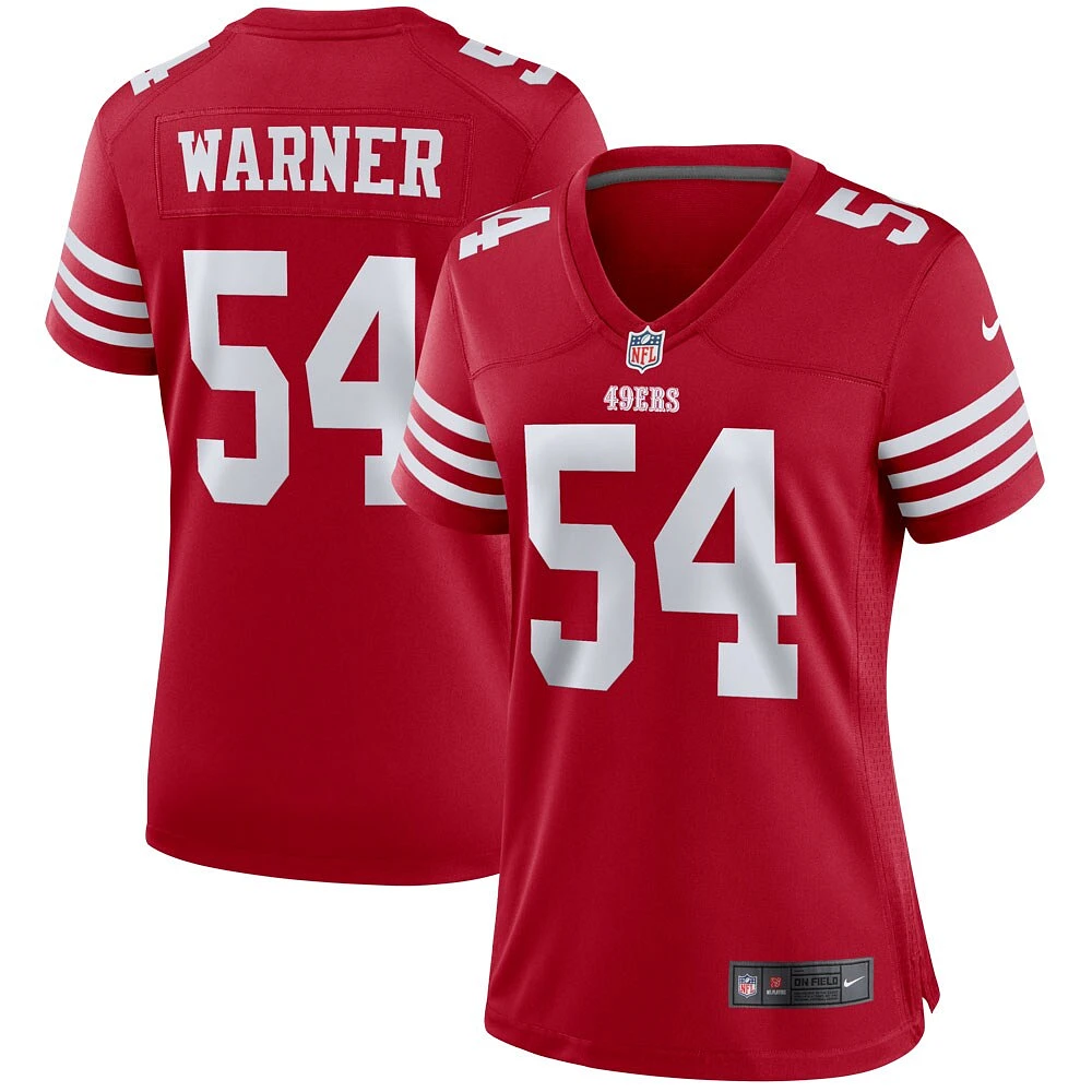 Maillot de joueur Nike Fred Warner Scarlet San Francisco 49ers pour femme