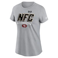 T-shirt emblématique Nike pour femmes, gris, San Francisco 49ers 2023 NFC Champions