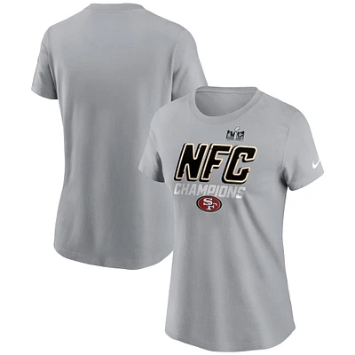 T-shirt emblématique Nike pour femmes, gris, San Francisco 49ers 2023 NFC Champions