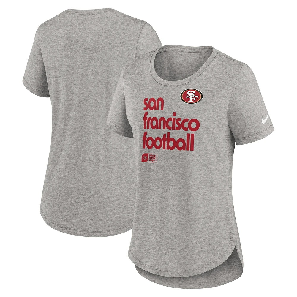 T-shirt Nike Heather Grey Fashion Tri-Blend pour femme des San Francisco 49ers