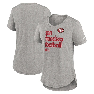 Women's Nike Heather Gray San Francisco 49ers Team Shout-Out Tri-Blend T-Shirt