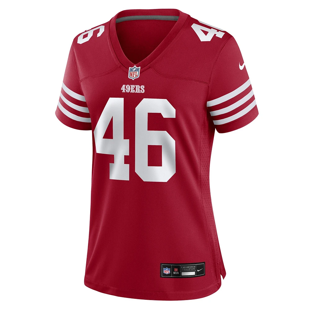Maillot de match Nike Jon Weeks Scarlet des San Francisco 49ers pour femme
