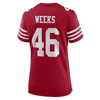 Maillot de match Nike Jon Weeks Scarlet des San Francisco 49ers pour femme